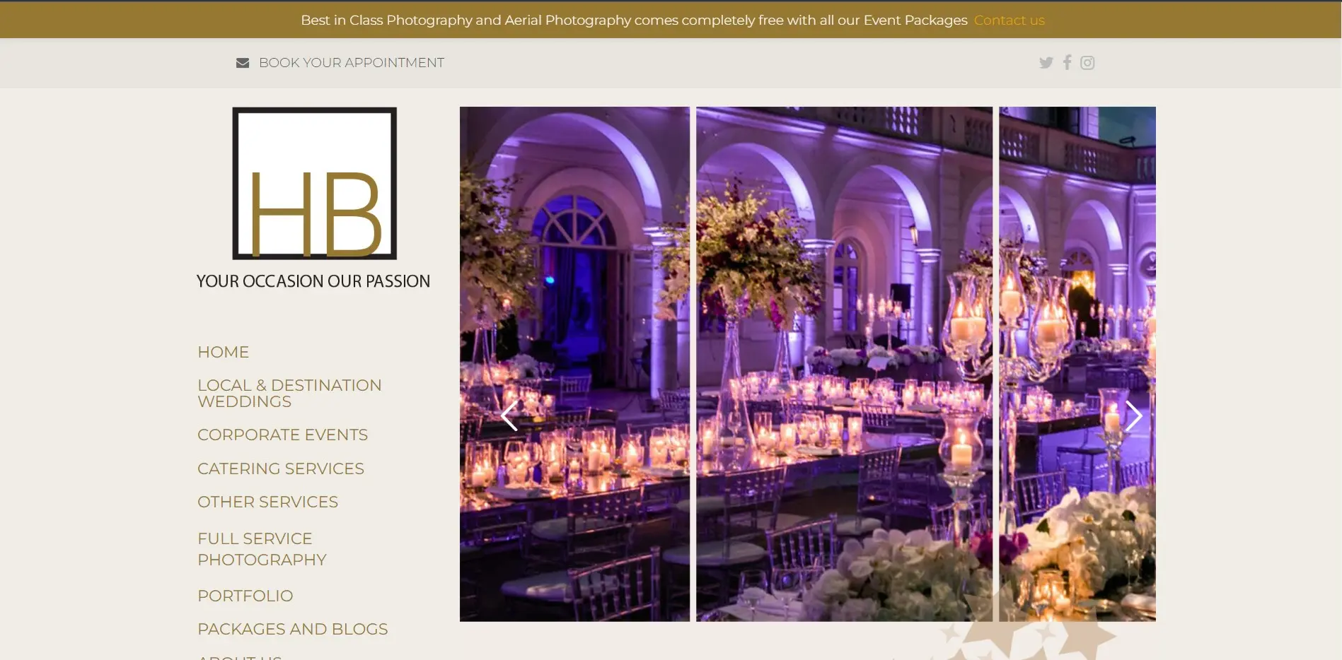 HB Events website preview