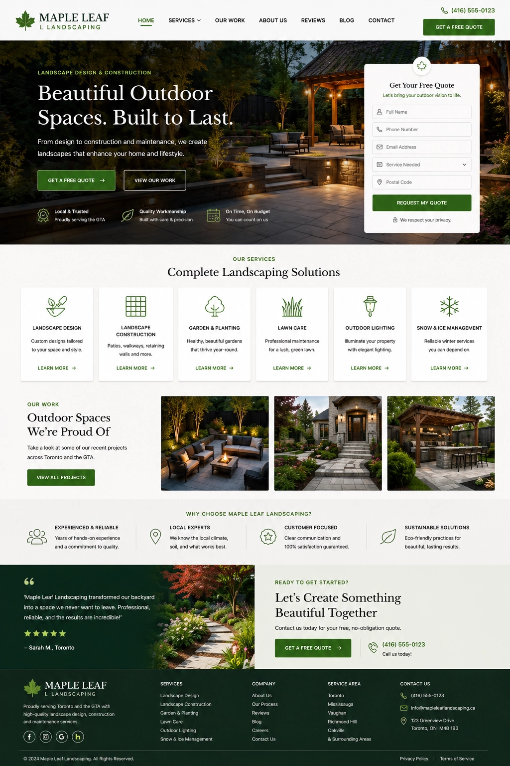 Maple Leaf Landscaping website strategy preview