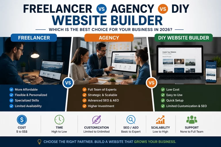 Freelancer vs Agency vs DIY Website Builder 5 Freelancer vs Agency vs DIY Website Builder Which Is Best in 2026