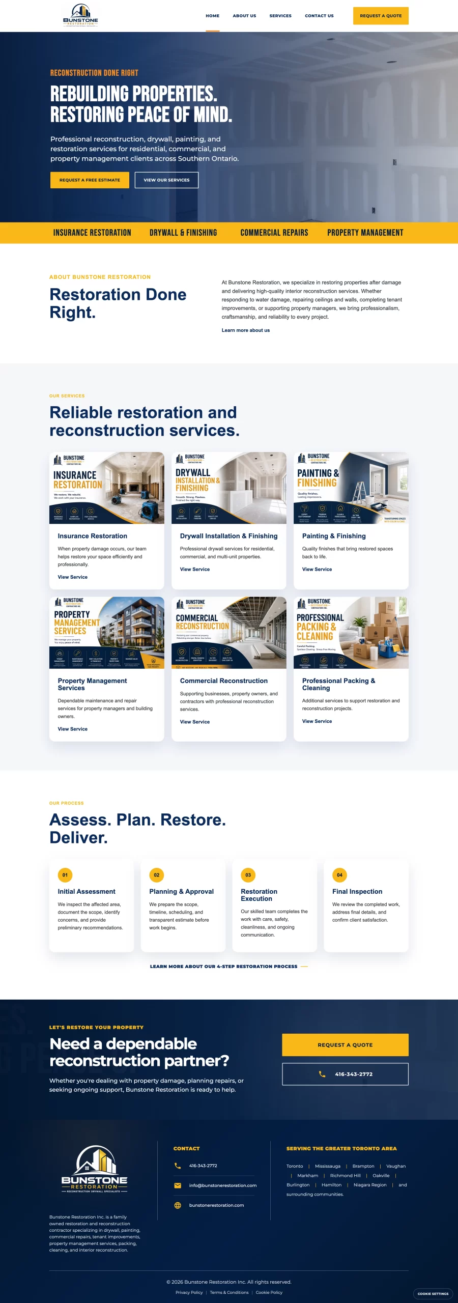 Modern Website for a Restoration Company website strategy preview